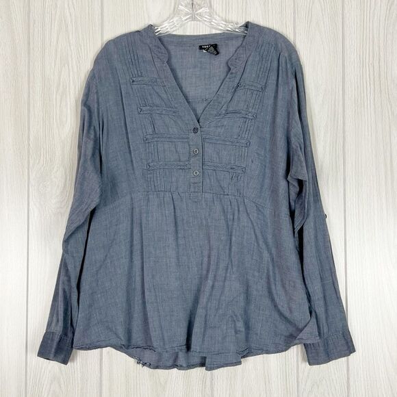 Torrid 2 Chambray Blouse - Picture 1 of 7